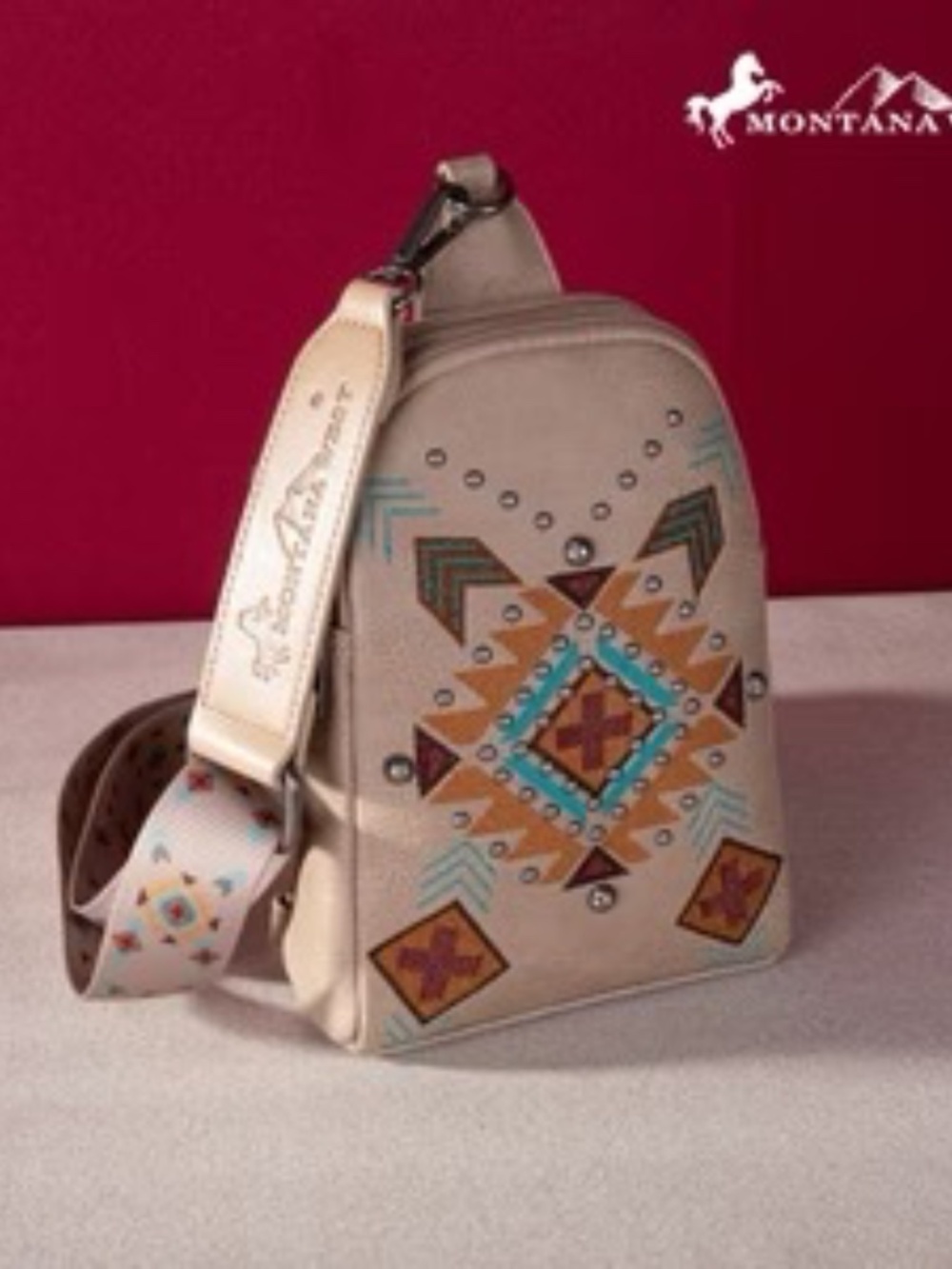 Montana West Embellished Aztec Collection Sling Bag Purse Backpack Crossbody